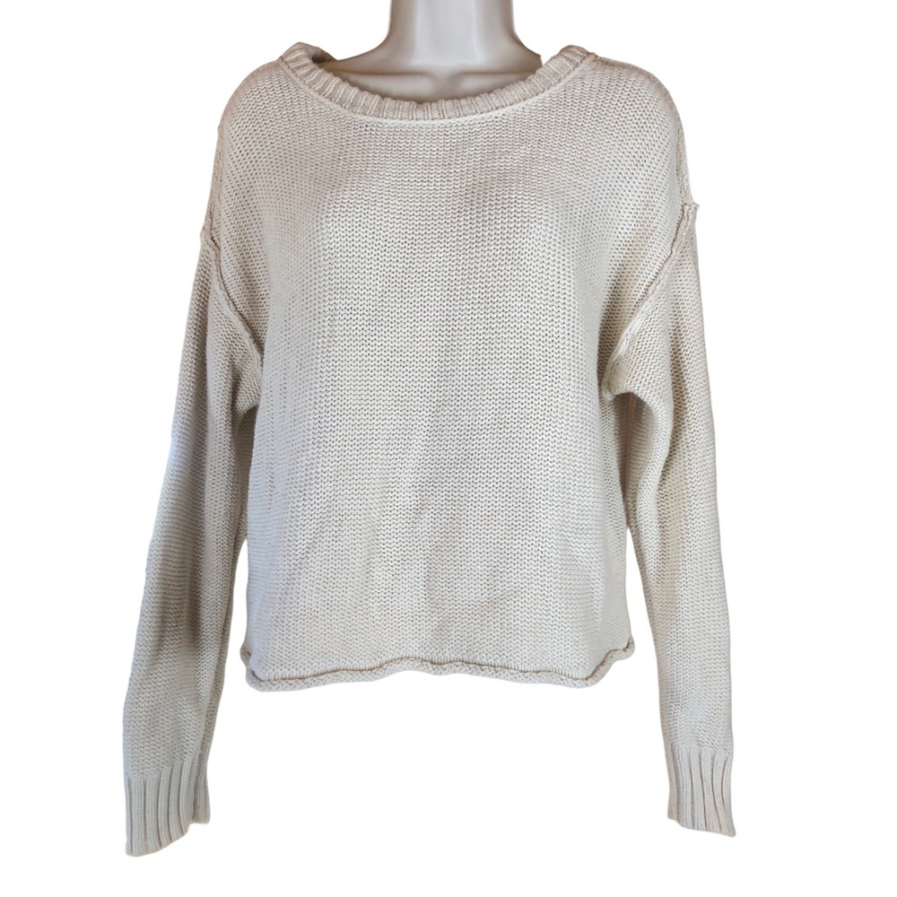 American Eagle Women’s 100% Cotton Chunky Woven Knit Cream Sweater Size XS.